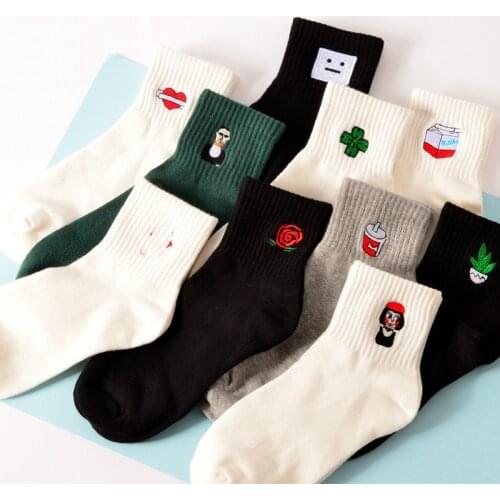 35-40 Unisex Cotton Harajuku Socks for Women Men Ulzzang Calcetines Black White Japanese Socks meias soks