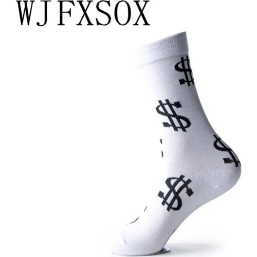 WJFXSOX 5pairs Tide brand socks street American dollar symbol embroidered cotton couple models warm fall winter men women socks