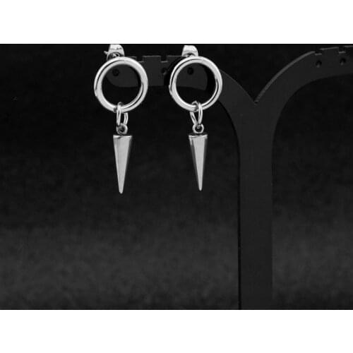 New Stainless Steel Pointed Cone Rivet Pendant Round Circle Stud Earrings for Men Women Urban Rappers Hip Hop Gifts