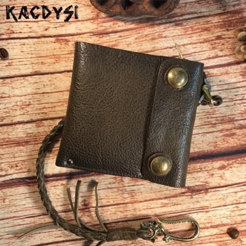 Original Luxury Short Mens Wallets Bifold Money Cash Purse Real Leather Retro Male Chain Wallet High Quality Fashion Coin Bag