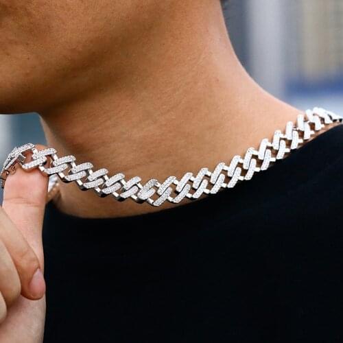 13 mm Iced Out Zirconia Chains Choker Necklace Cuban Link Chain
