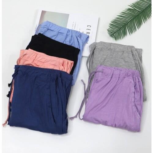 Spring and autumn pajamas women trousers modal thin home pants large size home pants morning exercise pants loose stretch