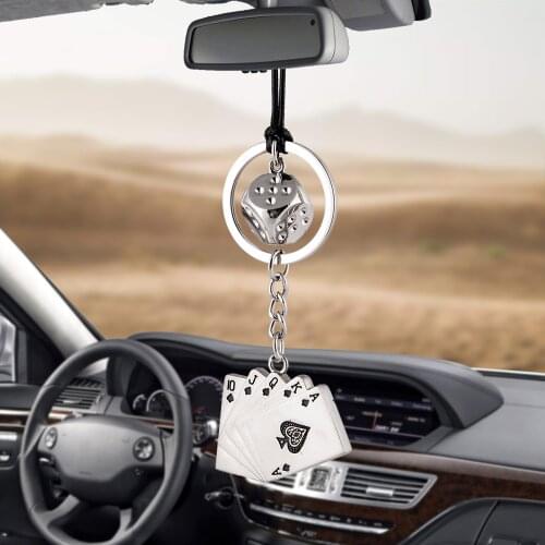 Charm Dice Poker Car Pendant Rearview Mirror Decoration Hanging Ornaments Automobiles Interior Car Accessories Holiday Gifts