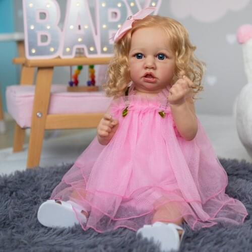 NPK 55CM lifelike saskia reborn silicone baby doll popular newborn doll Rooted Long hair collectible art doll