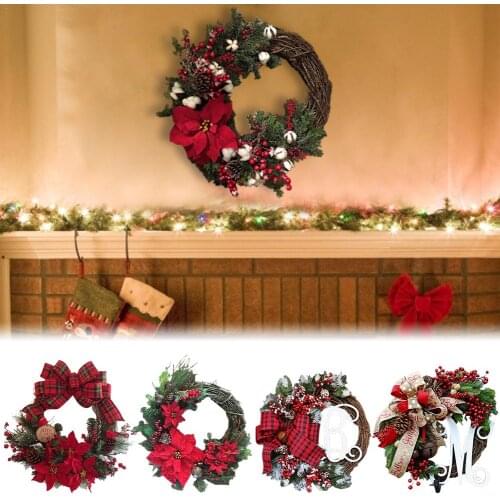 Christmas Wreaths Artificial Garland Door Hanging Decorative Supplies for Christmas Party Decoration #D0