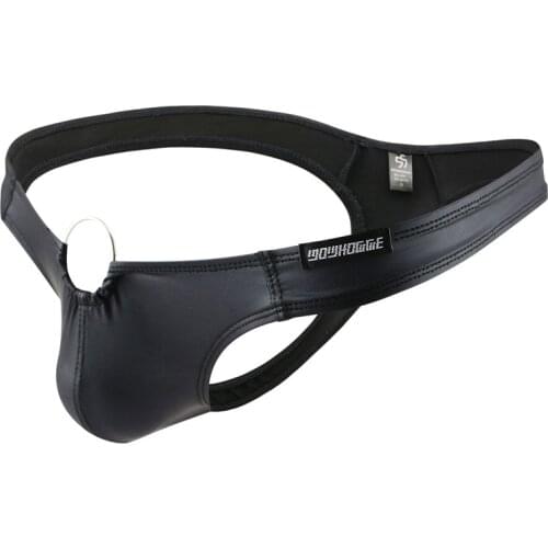 Mens Faux Leath Bikini Thong Swimwear G Strings Tanga Bottom Low Rise Male Sexy Cock Pouch Panties Sunbath Beach Underpants