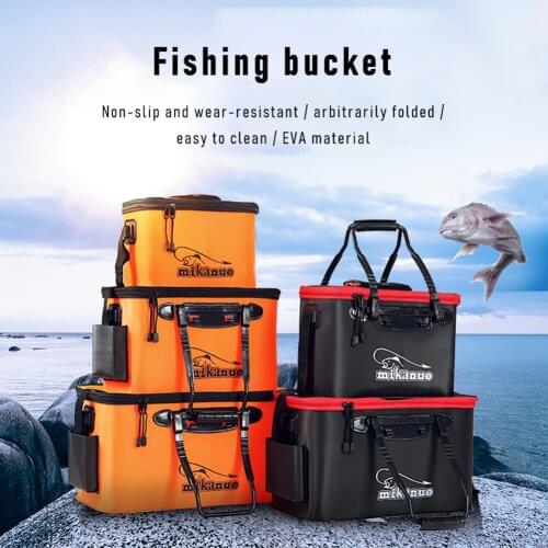 Fishing Folding Bucket Thicken Live Fishing Box Tank EVA Portable Fishing Camping Tackle Fishbox Storage Bags