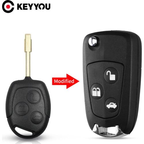 KEYYOU 3 Buttons For Ford Focus Fiesta Fusion C-Max For Mondeo Galaxy C-Max S-Max Modified Folding Remote Car Key Shell Case