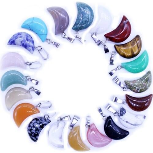 Randomly DIY pendant Natural stone moon crystal pendant mix color
