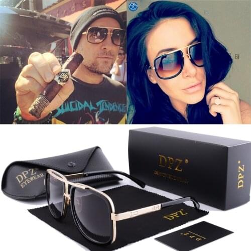 DPZ HOT New Brand mens design Large frame ditaeds sunglasses Vintage steampunk women sun glasses grandmaster UV400 de sol