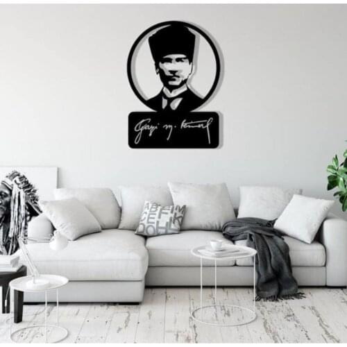 Ataturk Figure Black Wood Laser Wall Decor Table