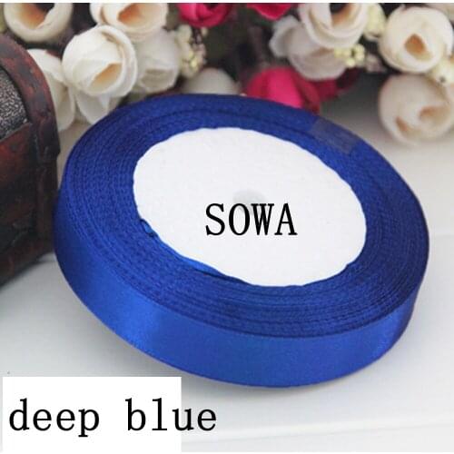 Deep Blue Pick Size 6/10/15/20/25/40/50mm 25 Yards 22M Pretty Silk Satin Organza Polyester Ribbon For DIY Wedding Decoration