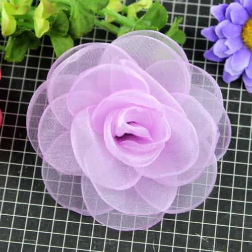 3'' Multilayer Chiffon Silk Flowers Top Petti Skirt Flowers,Kids Shoes Garment Accessories burned rose