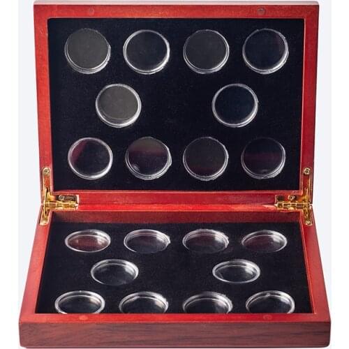 20 Pieces of Commemorative Coin Collection Box Wooden Box Commemorative Coin Gift Box 27mm Coin Protection Box Storage Box