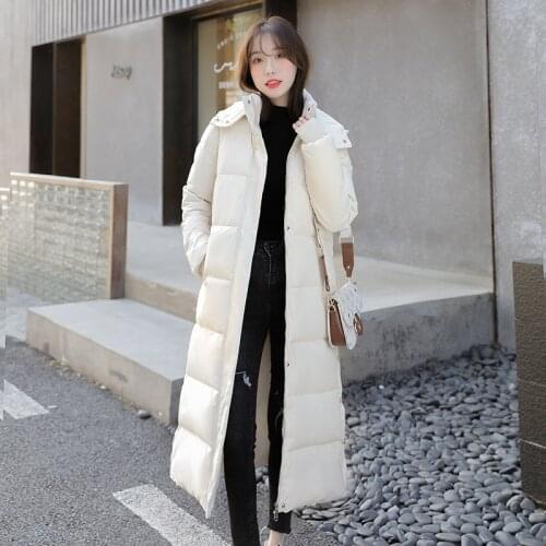 WEIHAOBANG 2021 Thickened Lengthened Knee Length Cotton Padded Clothes Womens Long Sleeve Solid Cotton Padded Clothes