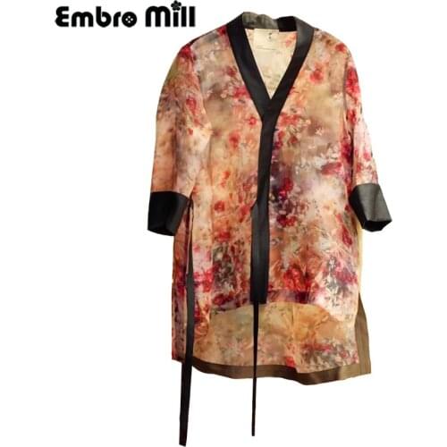 Summer New Style Pink Floral Super Fairy Elegant lace-up Blouse Silk Satin Comfortable Sleeveless Vest Women Top M-3XL