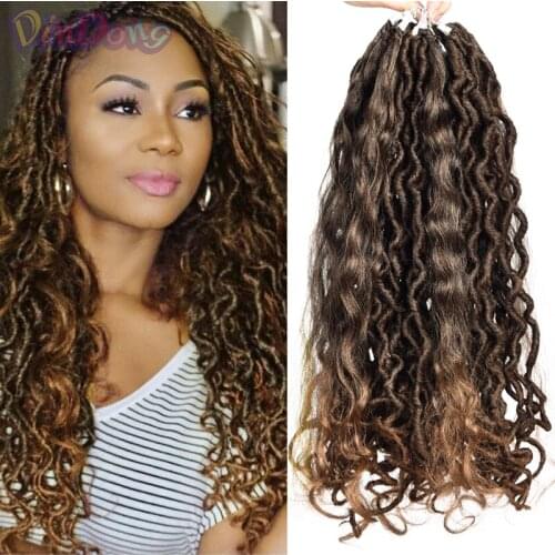 DinDong 16inch Faux Locs Braids 24stands/pack Synthetic Goddess Locs Boho Crochet Braiding Hair