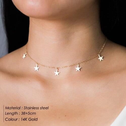 Visunion 316L Stainless Steel Necklace Fashion for Women Star Charms Necklace Jewelry Gift