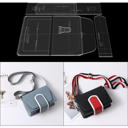 1set DIY Leather Handmade Craft women handbag Shoulder bag Sewing Pattern Acrylic Stencil Template 21*16*8cm