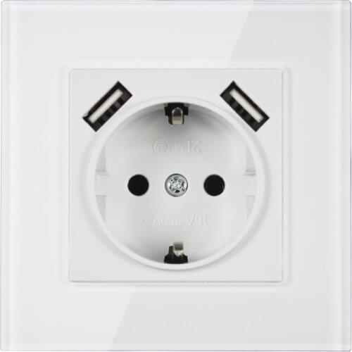 2020 USB Wall Socket charger Free shipping Double USB Port 5V 2A Usb wall outlet high quality white Acrylic WWF5-01