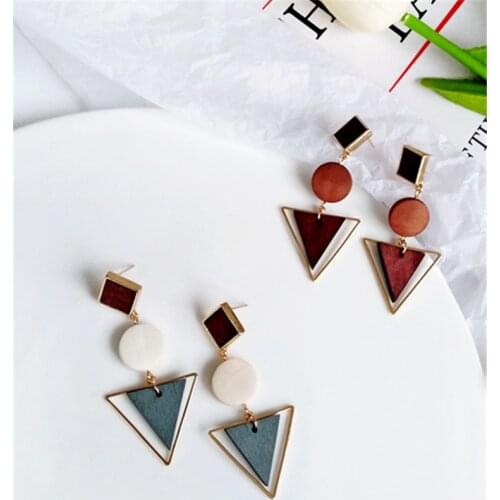 Temperament and contracted geometric triangle circle fashion exquisite earrings earrings eardrop retro fashion women