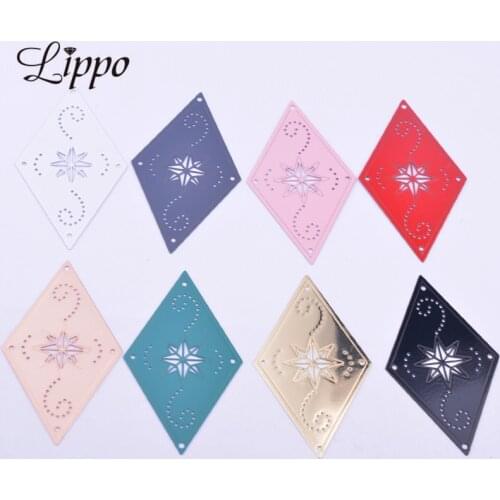 30pcs AB6434 31.5*50mm Religious Mandala Rhombus Charms Earring Pendant Metal Brass Thin Pendant DIY Jewelry Earring Making