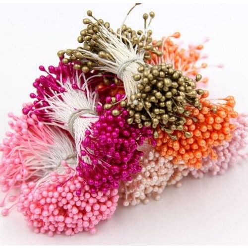 55cm Artificial Flower Double Heads Stamen Pearlized Craft Cards Cakes Decor Floral for Home Wedding Party Decor 150pcs
