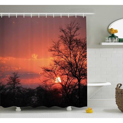 African Shower Curtain Sunset Kwando River Caprivi Strip Namibia Evening Wilderness National Park Waterproof Bath Curtains