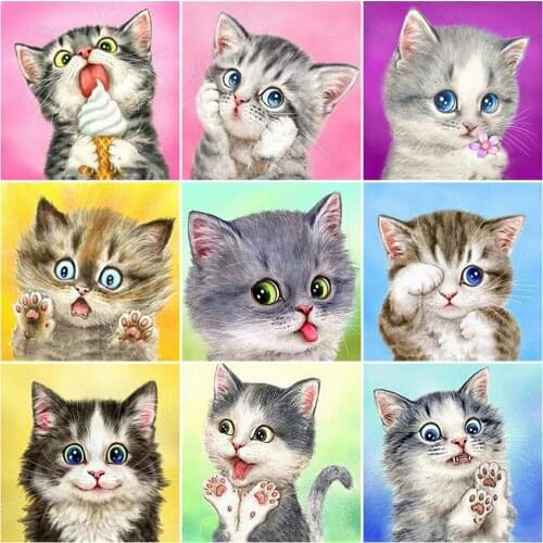 Full Drill Square Diamond Painting Cat 5D DIY Embroidery Animal Mosaic Cross Stitch Wall Art Handmade Gift