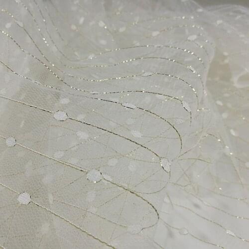 Free shipping Gold Mesh Embroidery Fabric Lace Dress Fashion Design Fabric Dress Headdress Window Screen Fabric