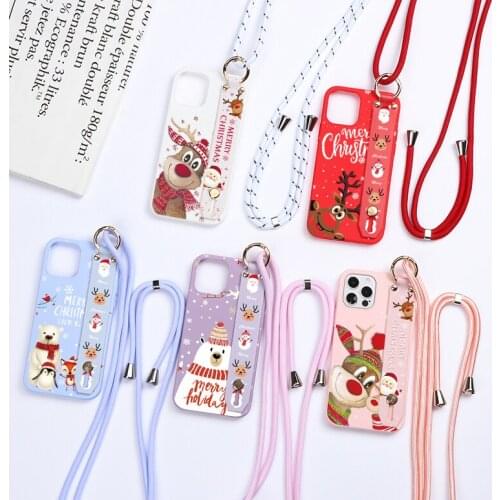 Wrist Strap Lanyard Case For Samsung Galaxy M32 M31 A22 A32 A52 A72 A12 A21S A50 A51 A71 A31 A41 Merry Christmas Gift Funda Capa