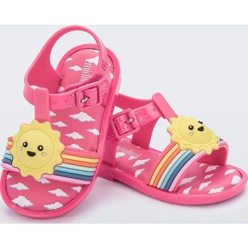 2021 Mini Melissa Baby Sun Rainbow Sandals Flat Jelly Shoes Girl Cute Sandals Cloud Kids Shoes Toddler Melissa Sandals