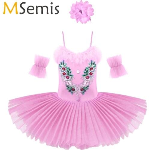 Girls Ballet Tutu Dress Child Ballerina Rhinestone Tutu Ballet Costume Faux Fur Ballet Dancewear Children Swan Ballet Dresses