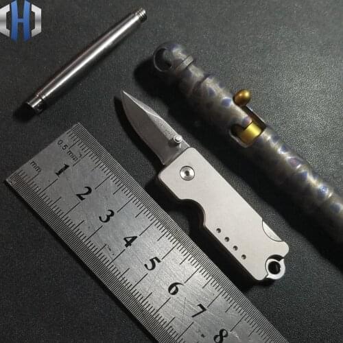 EDC Small Silver Fish Necklace Knife Fast Knife Multi-function Pocket Folding Key Knife Titanium Alloy TC4+AUS8 Blade