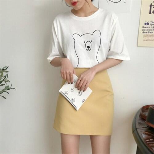 Cute Cartoon Bear Women T-shirt Summer O-neck Casual Top Female T Shirt Harajuku Kawaii Clothing Casual Ladies Tee Tops Shirts