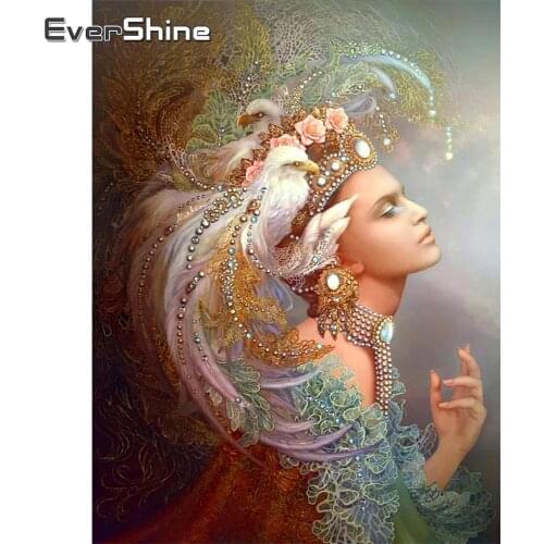 EverShine 5D DIY Diamond Embroidery Woman Diamond Painting Portrait Mosaic Full Square Drill Eagle Rhinestone Pictures Art Kits