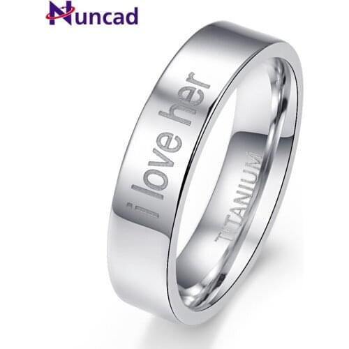 New 6MM Width Polished "I Love Her" Words Stainless Steel Ring Wedding Rings for Women Jewelry Free Shipping No Minimum Order
