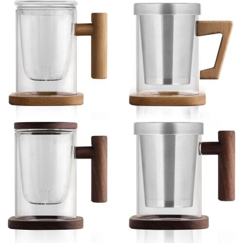 Japanese - style creative heat-resistant transparent glass teacup Office household tea separation filter bubble tea cup