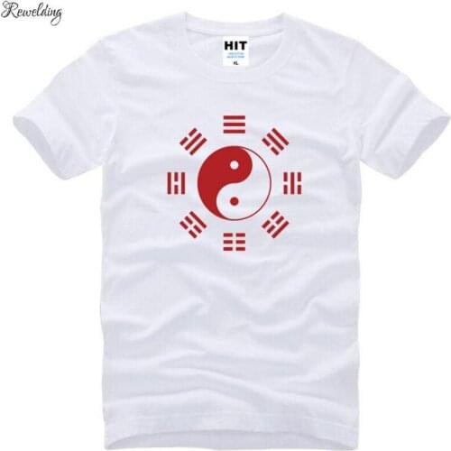 Kung fu Tai Chi The Eight Diagrams Design Printed T Shirt Men New Short Sleeve O-Neck Cotton Mens T Shirt Fashion Clothing