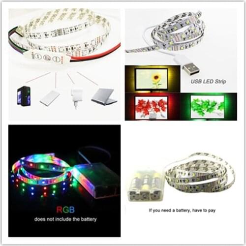Hot 3528 60leds/m LED USB led strip /Battery Box Strip Light high brightness 1-5M Ribbon flexible TV Home Christmas lighting