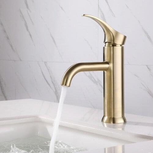 Brushed gold brass bathroom sink faucet cold hot water basin mixer faucet tap top quality faucet