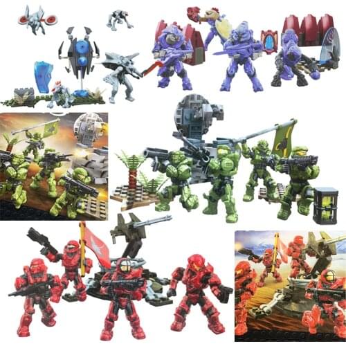 Mega Bloks Armor Hero Construx Halo UNSC Spartan Soldier Warrior Fireteam Building Blocks Bricks Game Figures Toys Kids Xmas Gif