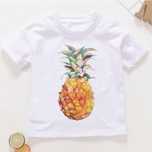 Cartoon T Shirt Fashion Girls kids tshirtsHumor Fruit Boys Tops girls graphic t shirts tees Pineapple Design Children clothes