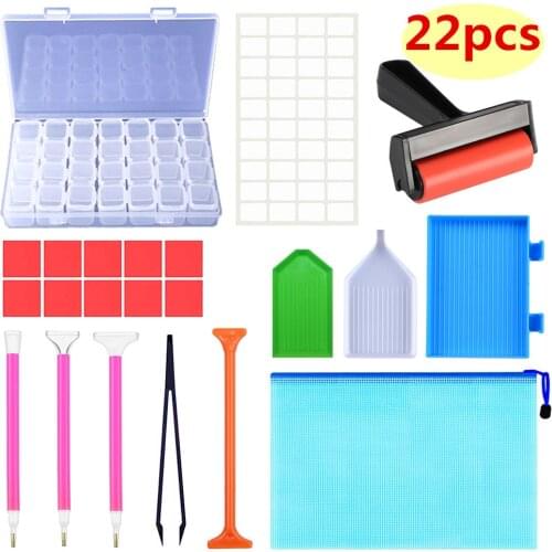 DIY Diamond Painting Kit 22 Piece Set of Diamond Painting Accessories 28 Grid Storage Box Cross Stitch Diamond Painting Tool