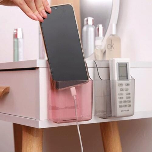 Wall Mounted Remote control Storage Box Portable Home Penholder hanging Storage Box Organizer ABS Desktop Phone Shelf