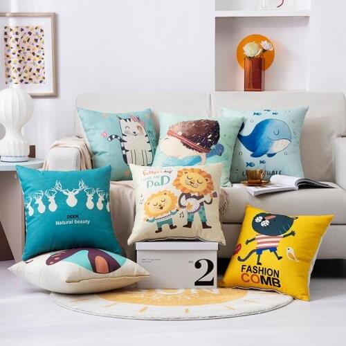 Pillow Printing Linen Printing Color Strip Pillowcase Cotton And Hemp Hugging Pillowcase Sofa Cushion Cover 45x45cm 40x40