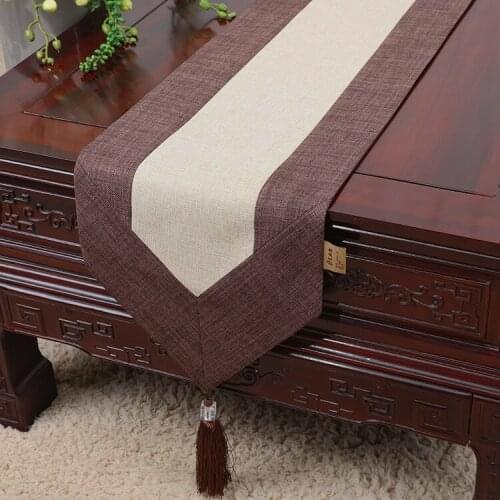 Latest Embroidery Lace Linen Table Runner Cotton Rectangle Chinese Coffee Table Cloth Wedding Dining Table Pads