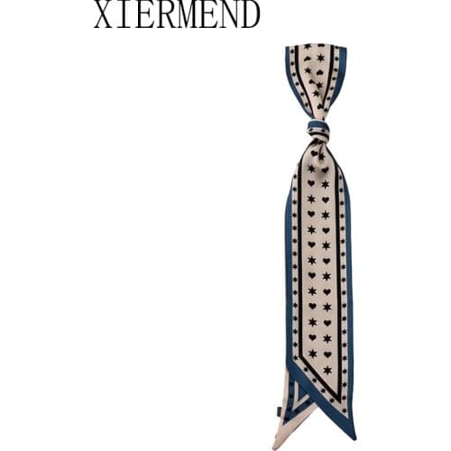 140*9 new arrival summer long silk ribbon female scarf thin grid pattern decorative collar long skinny scarf women