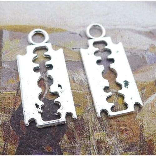 20 Pieces Of 25*12 Razor Blade Charm Silver Tibetan Double-Sided DIY Jewelry Making Metal Accessories