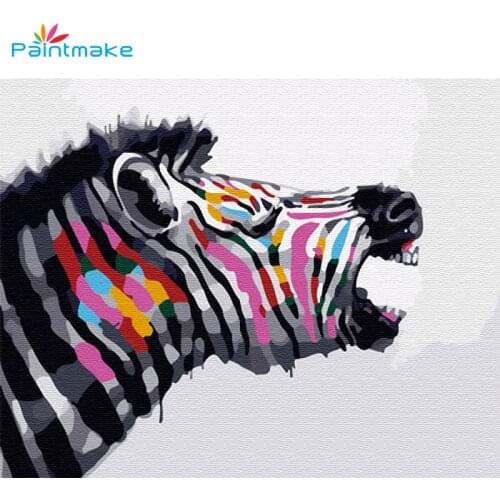 PAINTMAKE Animal DIY Painting By Numbers zebra Oil Hand Painted On Canvas color horse For Home Decor Art gifts adult